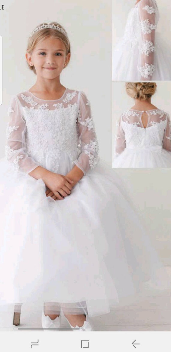 long sleeve lace first communion dresses