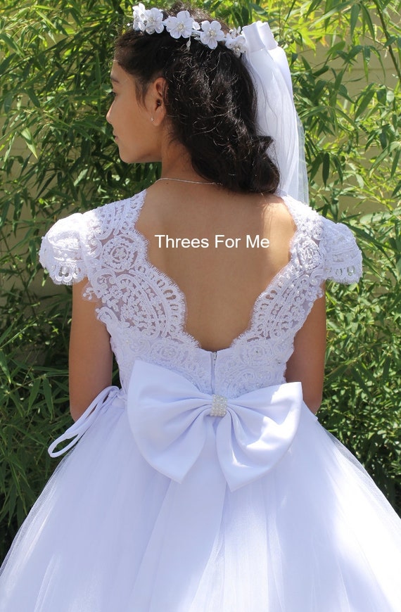 miércoles estimular me quejo First Communion Dress: Long Lace Dress Primera Comunion - Etsy