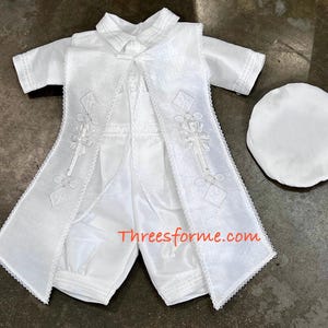 Boy Baptism Christening Outfit: Romper Gown Ropon, White Boy Gown, Vintage White Outfit, Boy Baptism, Niño Bautizo,