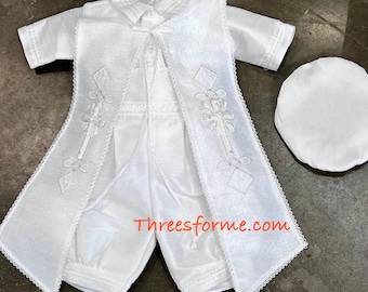 Boy Baptism Christening Outfit: Romper Gown Ropon, White Boy Gown, Vintage White Outfit, Boy Baptism, Niño Bautizo,