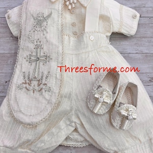 Ivory Boy Baptism outfit- elegant boy outfit- ropon para niño de bautizo- ropon ivory para niño
