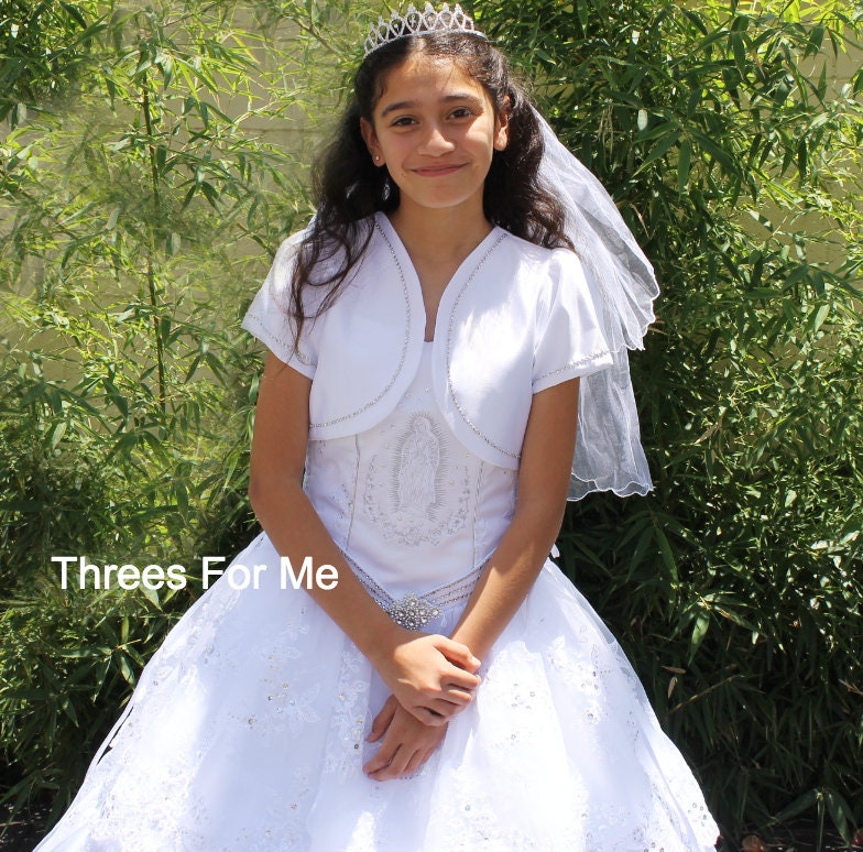 Vestido de primera comunión: vestido largo de la virgen maría - Etsy España Vestido de primera comunión: vestido largo de la virgen maría - Etsy España