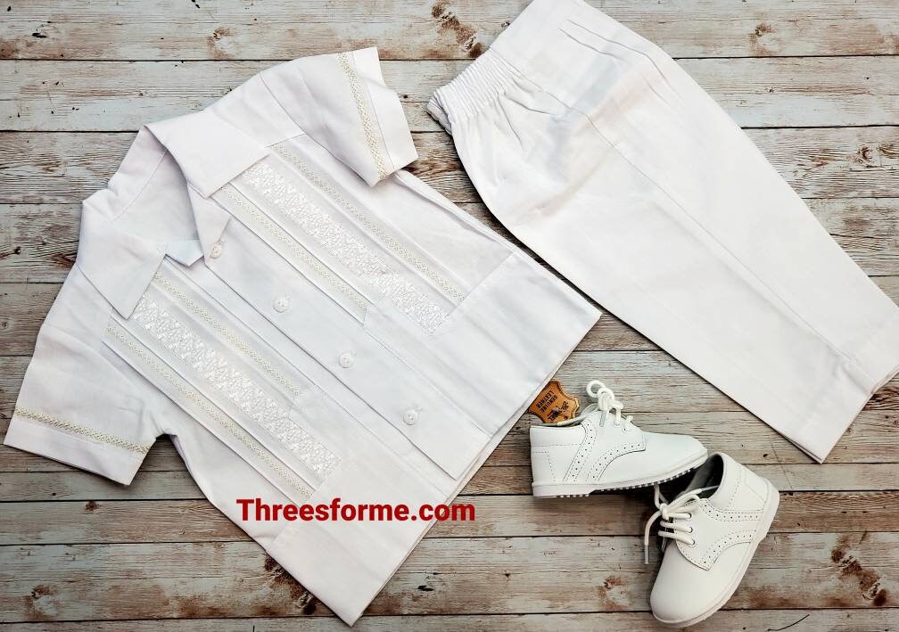 Conjunto de 3 piezas de Guayabera Conjunto de Guayabera para nino mexicano para bautizo Etsy Mexico