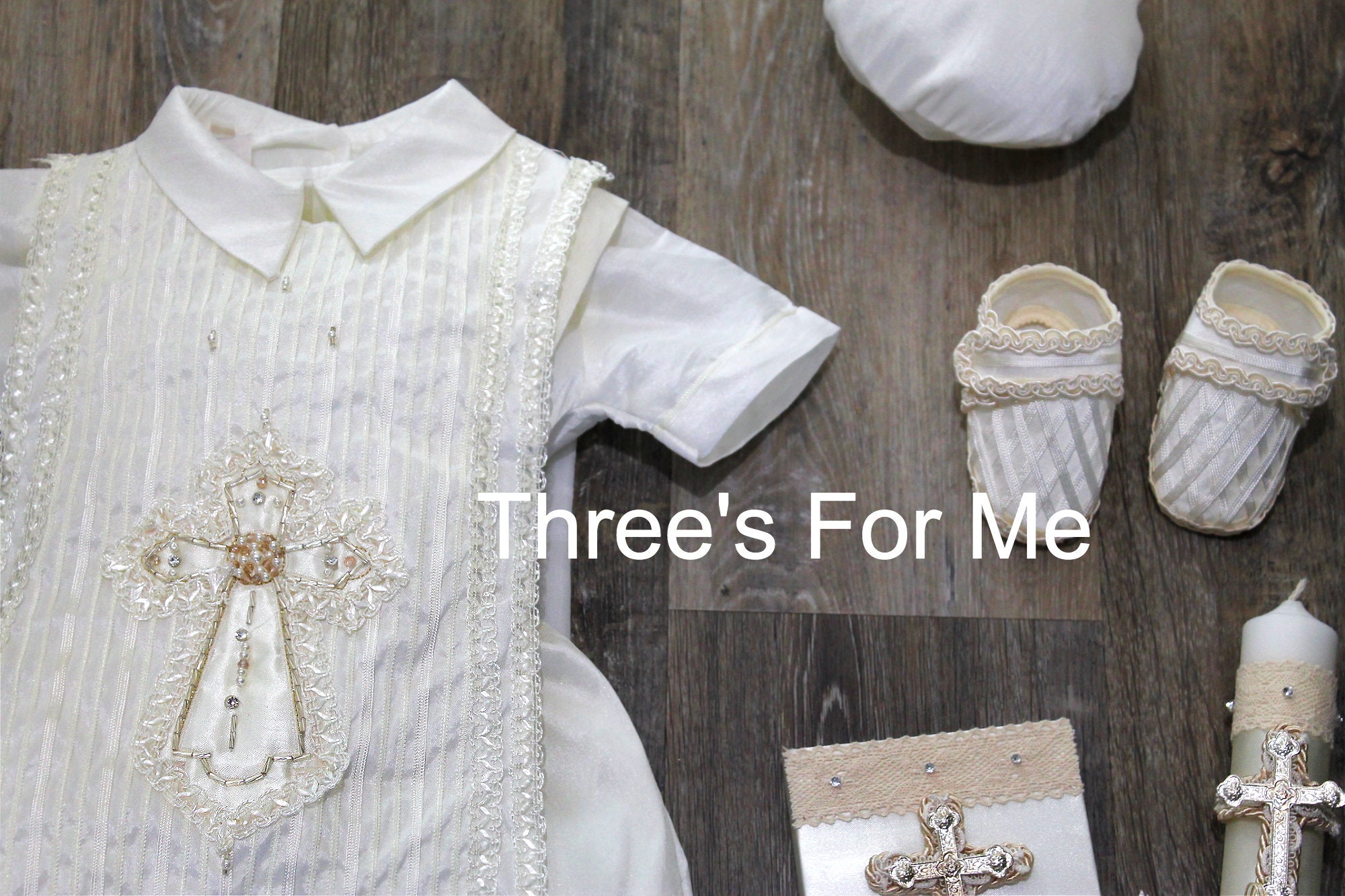 Boys Baptism Dress with Beret Cute Infant Christening Gown Romper