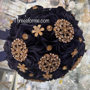 Navy blue with gold Quinceañera ramo en color azul cielo sweet 15 bouquet Ramos para quinceañera bouquets
