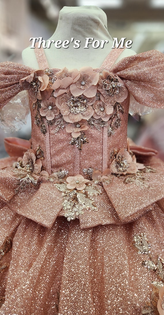 3 Anos Mini Quince Birthday Dress Wedding Flower Girl Rosegold Ballgown Presentation Pagent Etsy Canada