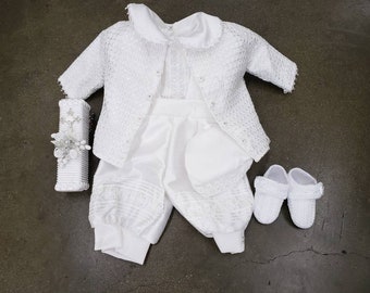 Special Order,No Candle Set Carlitos Boy Baptism Romper: Christening Vintage  Outfit