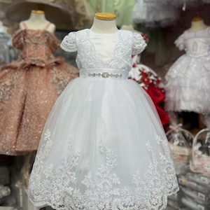 Elegant white sequence dress- Girl white dress- simple white dress for girls