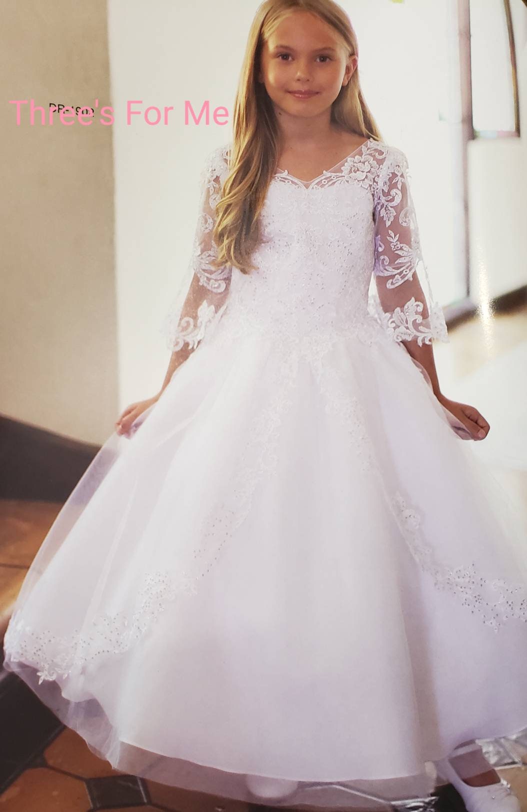 Long sleeve lace first communion dresses top