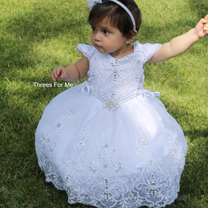Baptism Dress Christening Lace dress, Vestido de Bautizo, White Dress