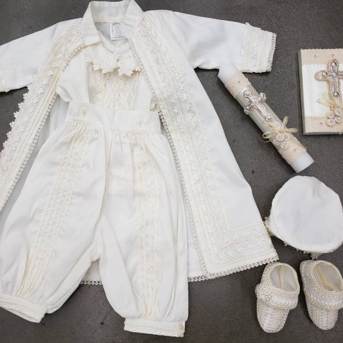 Boy Baptism Christening Outfit: Romper Gown Ropon | Etsy