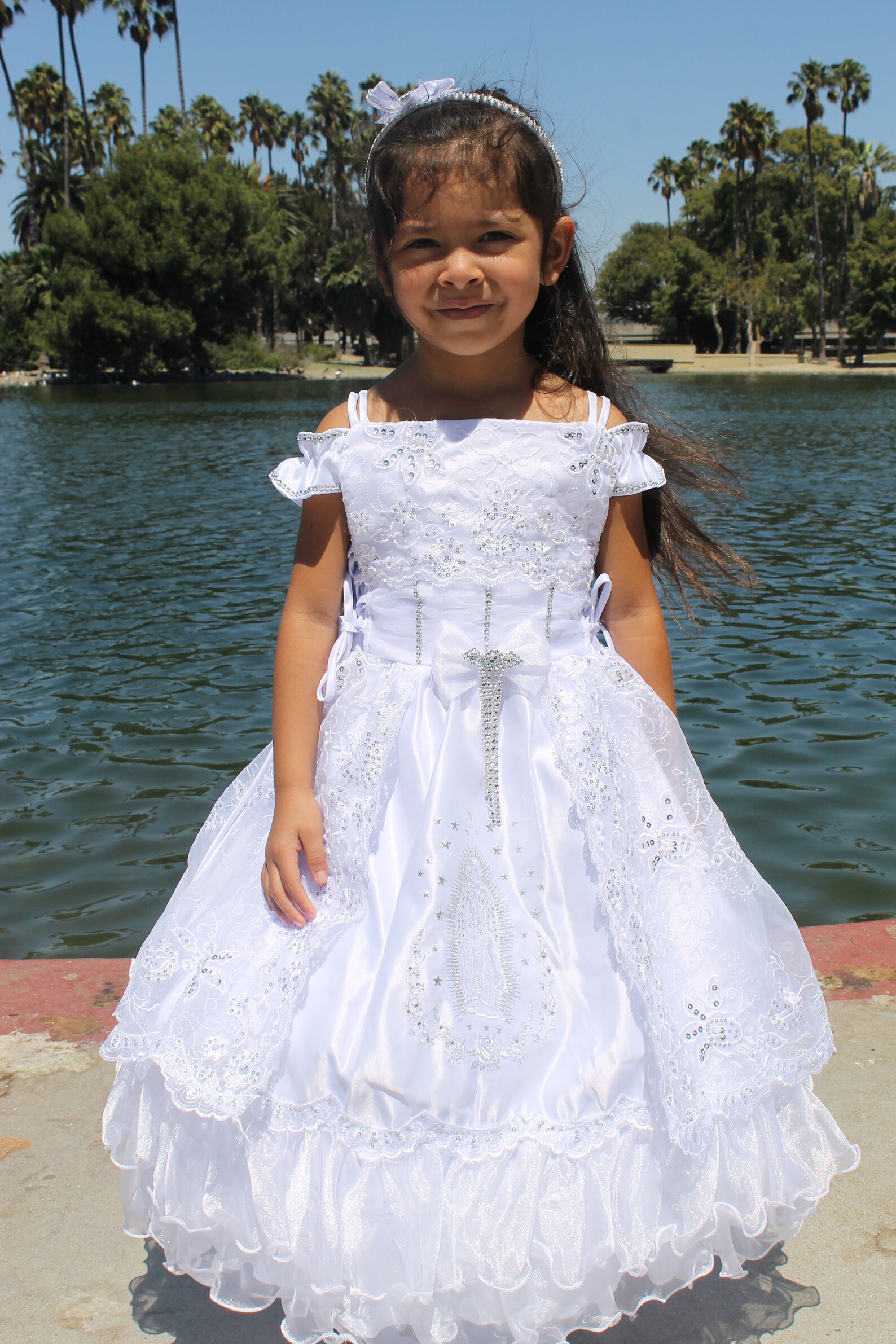 Girls Baptism Dress - White (Kimberly)
