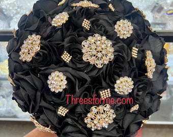 Quinceañera ramo en color negro con dorado sweet 15 bouquet Ramos para quinceañera bouquets