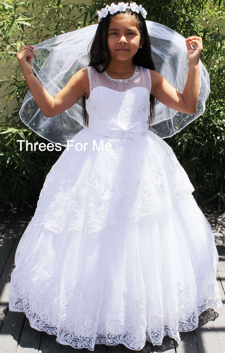 Vestidos De Comunion Mexico Primera Comunin First Communion Dress With Our  Lady Of Guadalupe First Communion