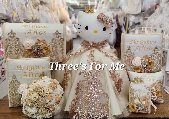 white and gold sweet 16 dress Long Floral Ball Gown Glitter Quinceañera Dress by LaDivine 15702 main image 0