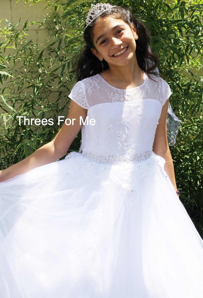First Communion Dress Long Lace Dress Primera Comunion Etsy