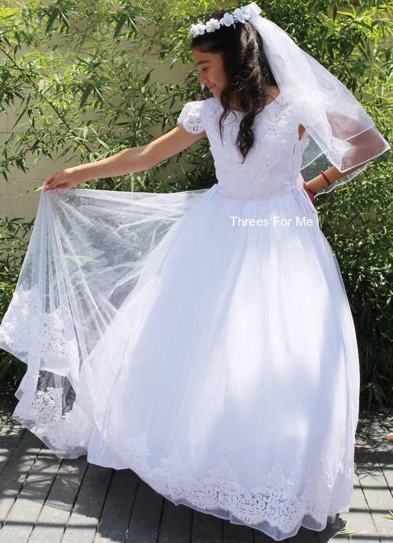 Vestido de Primera Comunión: Vestido Largo de Encaje Vestido - Etsy España Vestido de Primera Comunión: Vestido Largo de Encaje Vestido - Etsy España