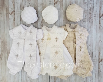 Boy Christening baptism romper  Vintage Romper Baby boy Gown Ropon de bautizo boy suit boy baptism suit