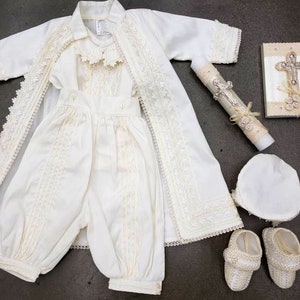 Boy Baptism Christening Outfit: Romper Gown Ropon