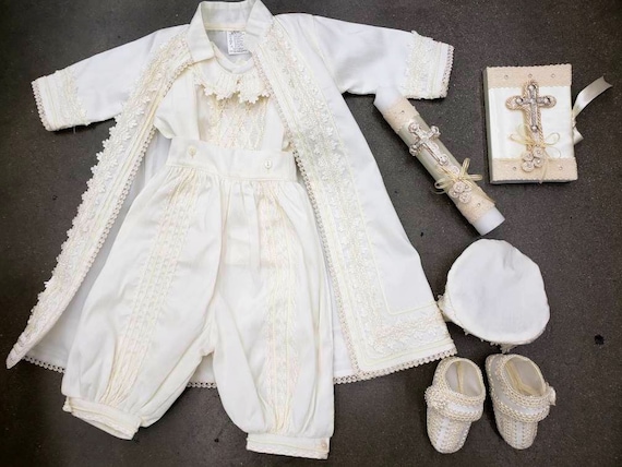Traje de bautizo de bautizo de ni o vestido Romper Ropon Etsy