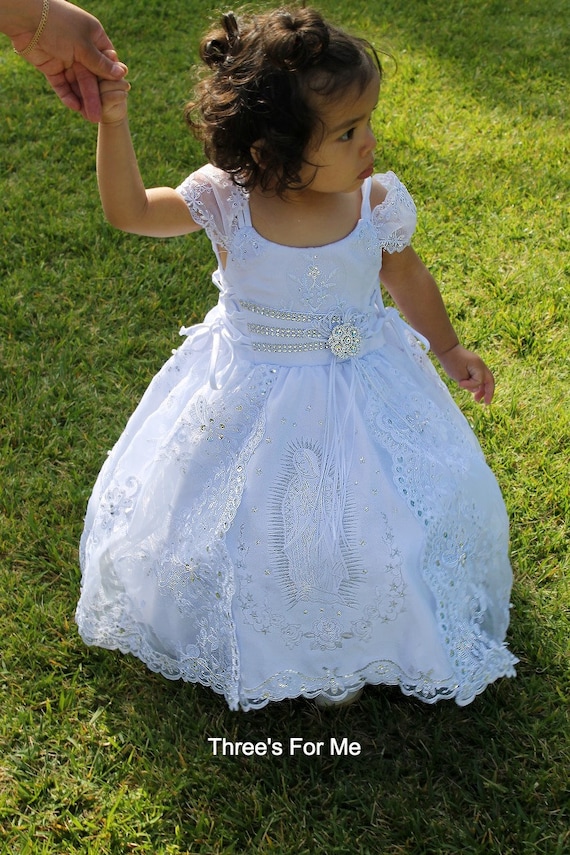 Virgin Mary Embroidered Baptism Dress Vestido De Bautizo Con - Etsy Virgin Mary Embroidered Baptism Dress Vestido De Bautizo Con - Etsy