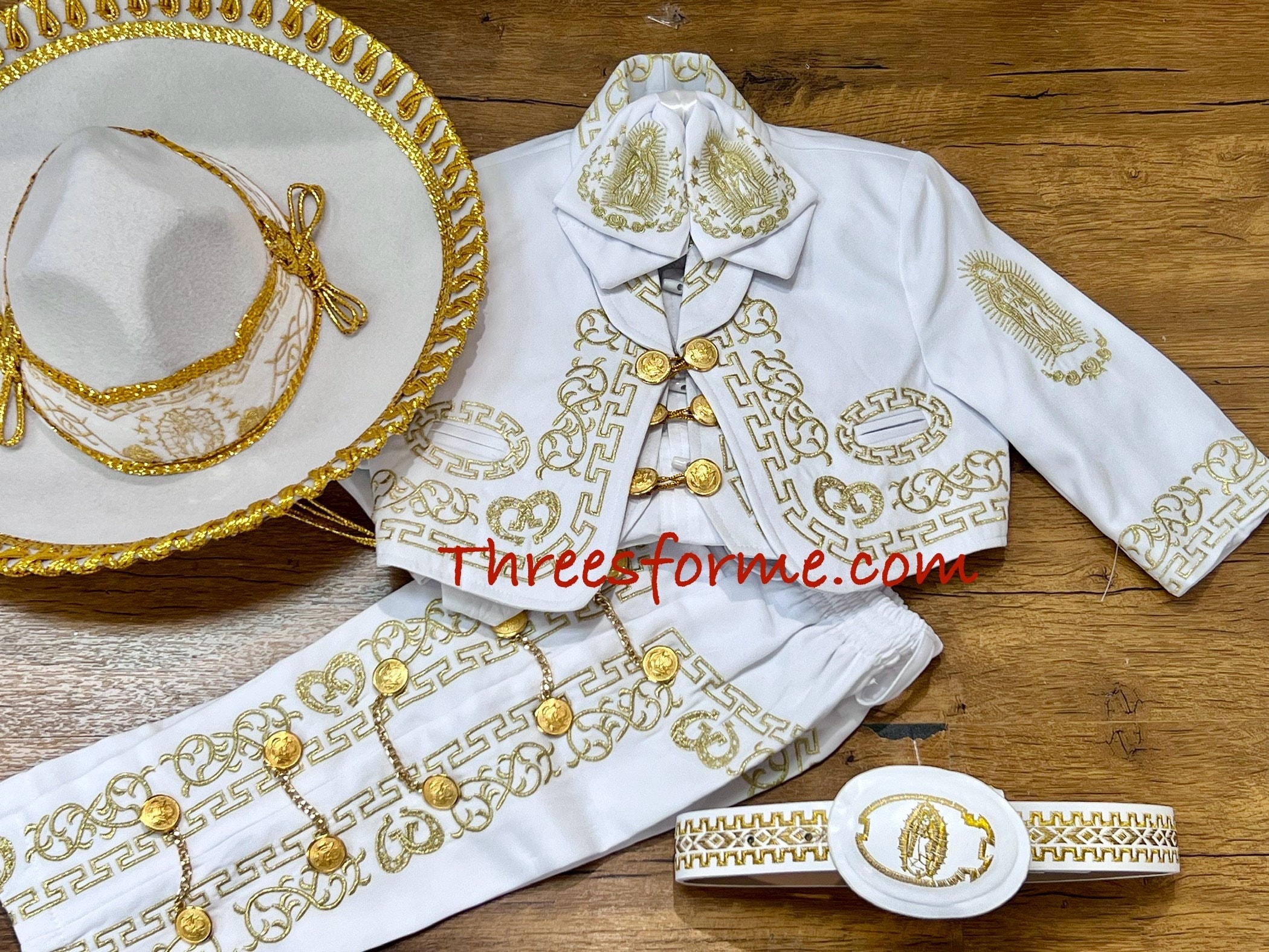 Traje de charro blanco con dorado sale
