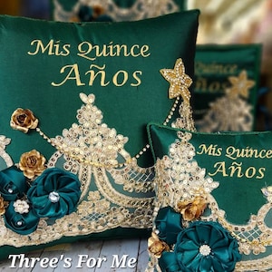 Green Quinceanera, sweet 16, Bible, Pillow, cojin, pillow, money box, photo album, album de foto, almuada de quince verde Esmeralda image 5