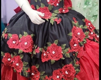 Vestido de charra- mini quinceañera- vestido Mexicano tradicional- vestido de presentación