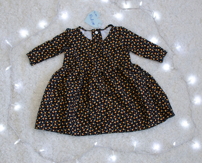 Black Candy Corn Baby Dress 12 Months