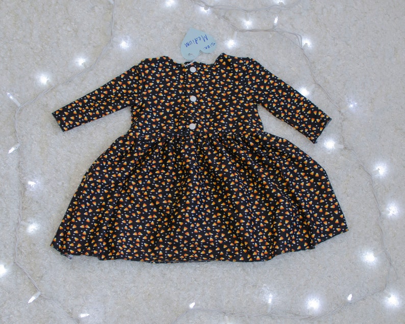 Black Candy Corn Baby Dress 12 Months