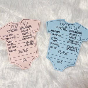 Baby Shower Predictions Karten Spiel Team Boy und Girl