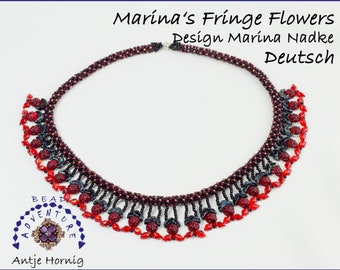 Marina's Fringe Flowers, BeadAdventure, Instructions, necklace, Pattern, PDF - Download, GERMAN