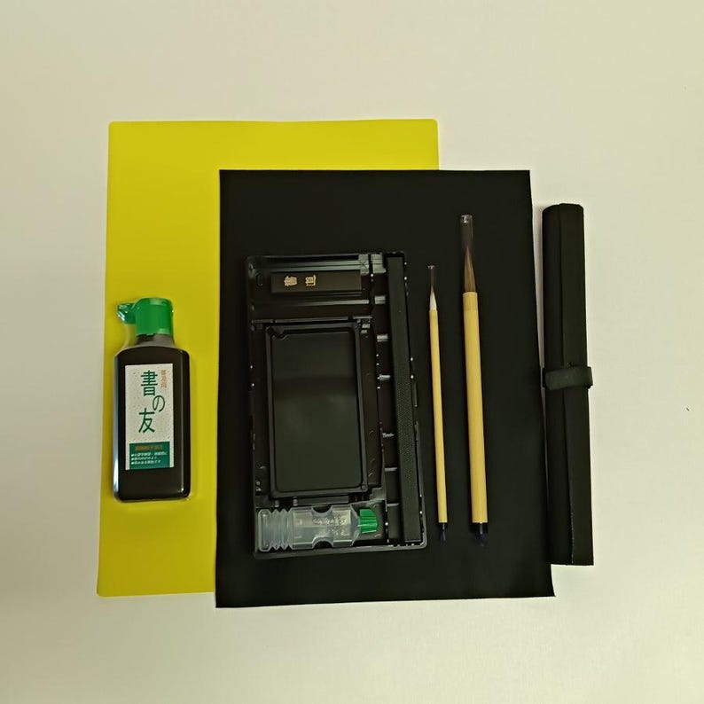 CALLIGRAPHY KIT, Japanese shodo zen brush sumi-e set image 9