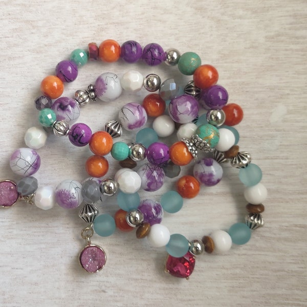 Set of 4 Happy Beaded Bracelets