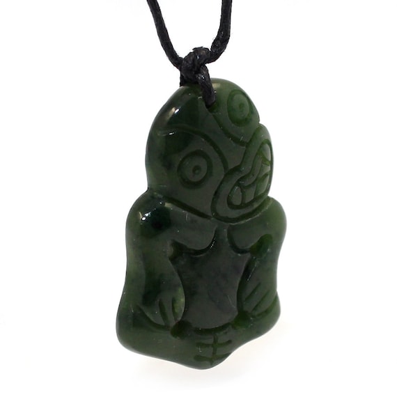 Vintage Silver & Enamel New Zealand Tiki on Chain - In store