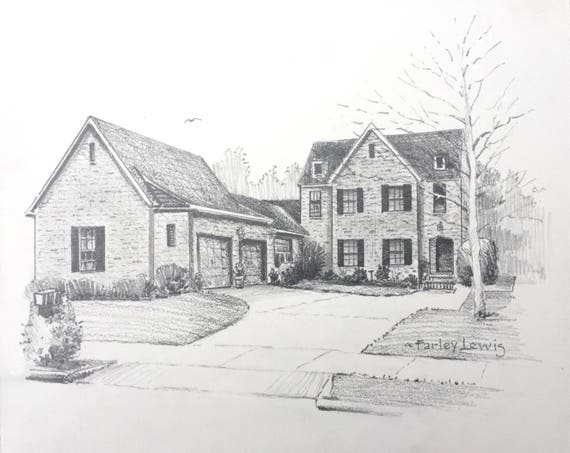 Benutzerdefinierte Haus Portrait 8 X 10 Bleistift Haus Etsy