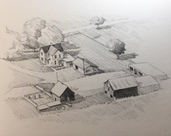 Portret domu na zamówienie, Rysunek domu ołówkiem 8x10, Pomysł na prezent, Oryginalny portret domu, Prezent dla agenta nieruchomości, Prezent spersonalizowany,