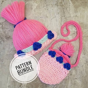 Pattern~Crochet Princess Troll Hat, Princess troll Hat Pattern, Princess purse Pattern,Troll hat Pattern,Princess Troll hat