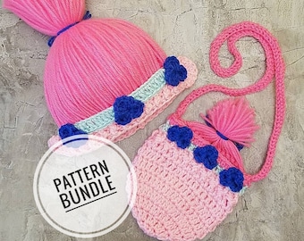 Pattern~Crochet Princess Troll Hat, Princess troll Hat Pattern, Princess purse Pattern,Troll hat Pattern,Princess Troll hat