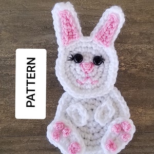 Pattern~Crochet Bunny applique,Crochet bunny, Easter bunny applique, Easter bunny, Easter bunny basket applique, bunny, Easter bunny basket