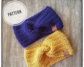 PATTERN ~Crochet Pattern, Tilted Ear Warmer Pattern, Headwarmer Pattern, Ear Warmer, Head band,knot headband pattern, PDF, Ditgital Download