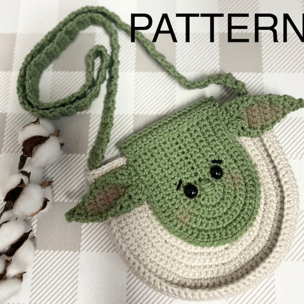 Pattern * Baby Yoda, Baby Yoda Bag Pattern, Yoda purse, Yoda PDF, Baby Bluey child bag, Digital, Yoda Bag, childs shoulder bag, alien bag