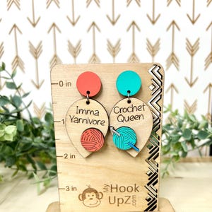 Crochet Earrings, Yarn earrings, yarn and hook earrings, knitting earrings, stud earrings, crochet hook earrings, dangle earrings