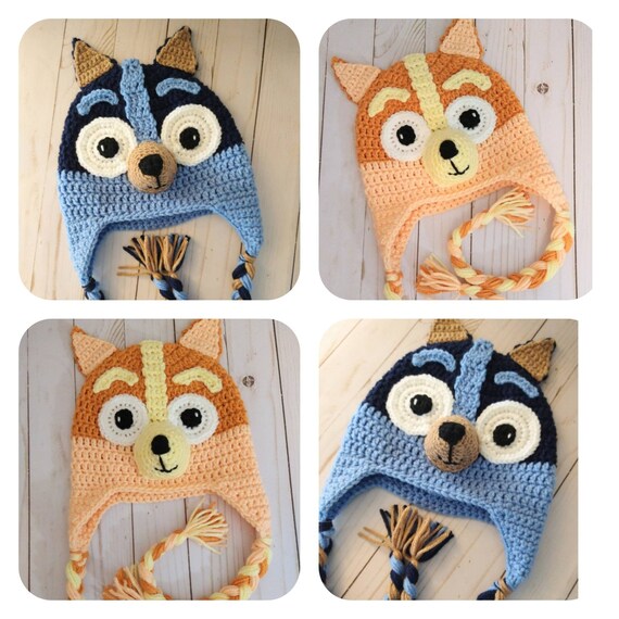 Crochet Blue dog Hat, Blue Heeler,Blue 