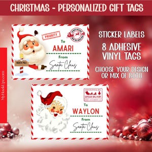 Personalized Santa Stickers for presents, Santa Present Stickers, From Santa Stickers, Gift Stickers, Personalized Kid&#39;s Christmas Stickers