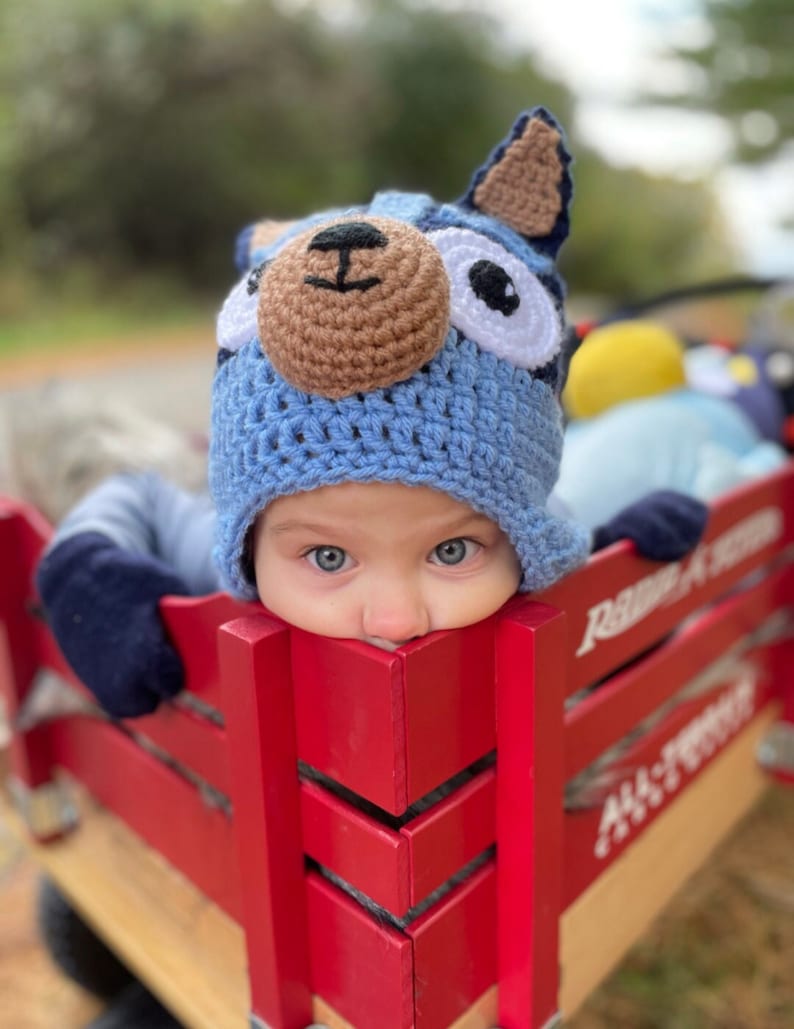 Crochet PATTERN Multiple Sizes Blue Heeler Dog Bluey Hat Etsy