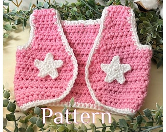PATTERN cowboy Vest Cowgirl Vest Photo Prop Pattern Crochet Baby Cowboy or Cowgirl Pattern DOWNLOAD. Cowgirl boy Vest Pattern Vest Etsy Canada