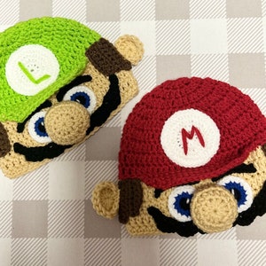 PatternCrochet Mario and Luigi Hat, Mario Hat Pattern, Luigi hat Pattern, Mario costume, inspired by Mario Movie, Mario gamer, Mari Pattern image 3