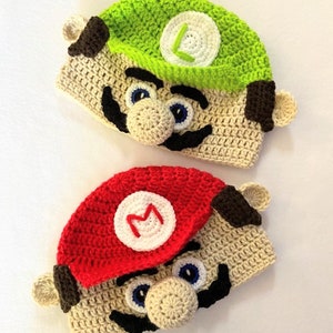 PatternCrochet Mario and Luigi Hat, Mario Hat Pattern, Luigi hat Pattern, Mario costume, inspired by Mario Movie, Mario gamer, Mari Pattern image 6