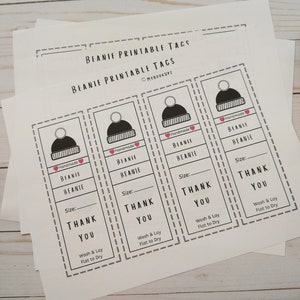 Printable~ Beanie Printable, PDF Download, Beanie Tag, Beanie Label Tag ...
